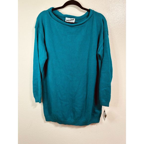 Basic Outlook Oversized Women's Long Sleeve 100% Cotton Scoop Neck Sweater Sz XL - Picture 1 of 4